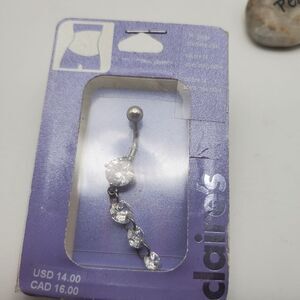 Vintage new in box‎ crystal belly button ring new old stock